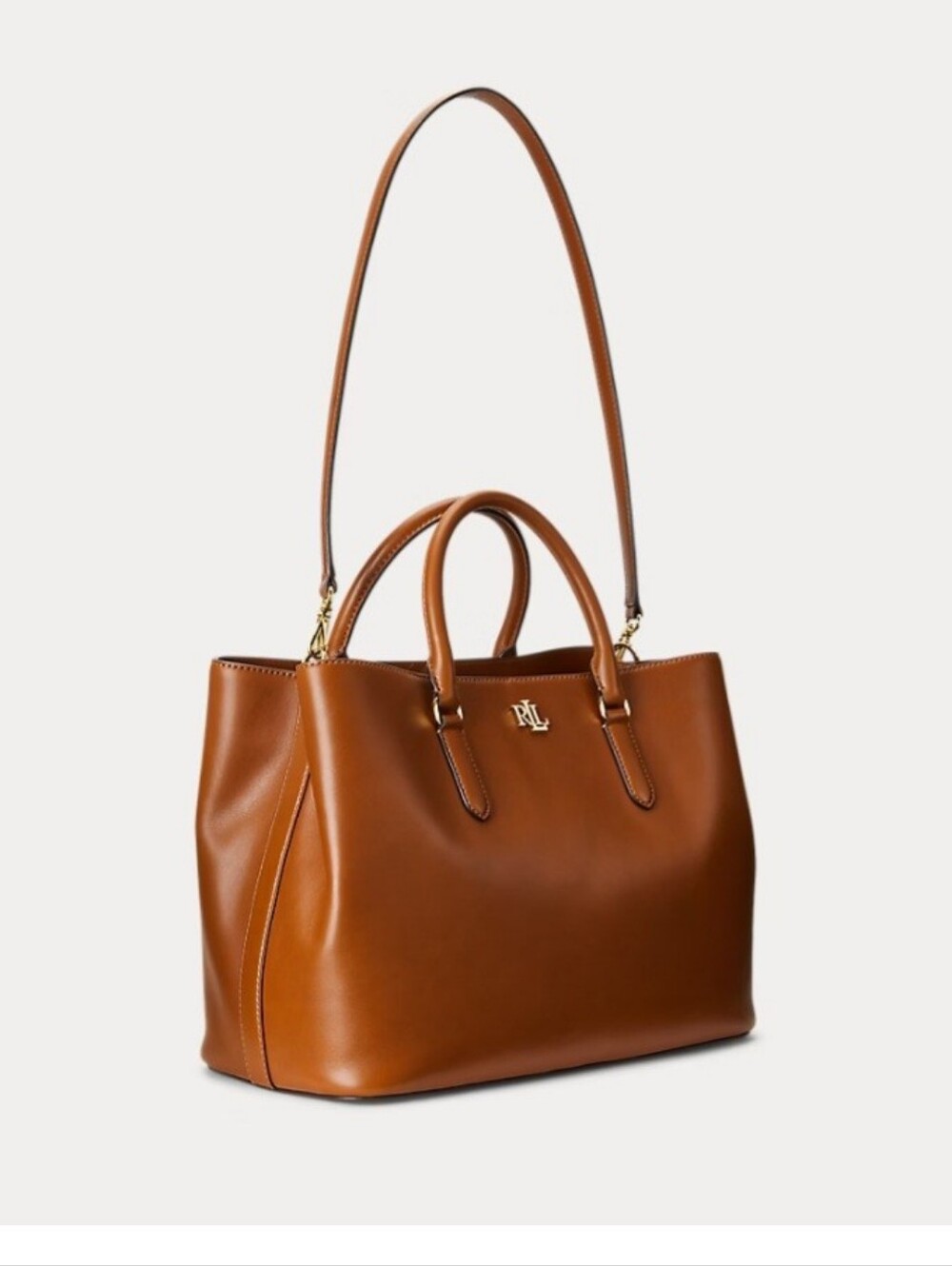 Lauren Ralph Lauren Large Brown Leather Tote Bag